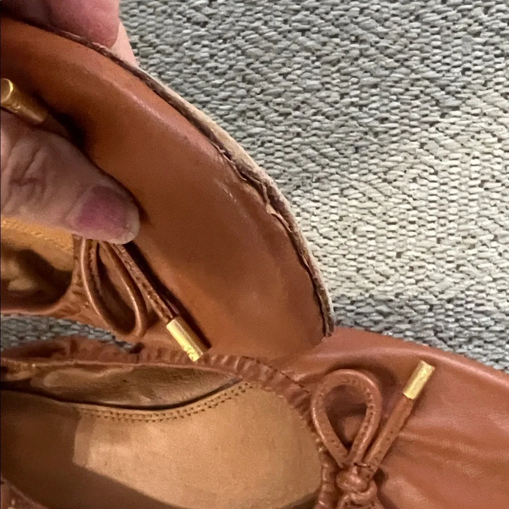 TORY BURCH Brown Leather Ballet Flats 8